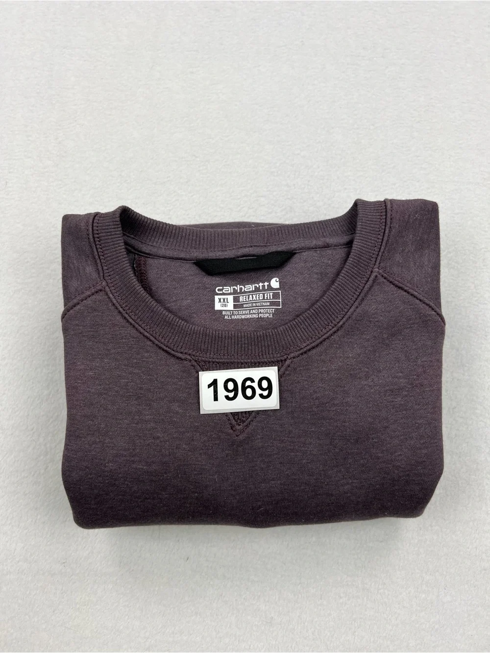 Carhartt Wmns Relaxed Fit Crewneck Black Logo Sweatshirt Heather Purple Sz XXL